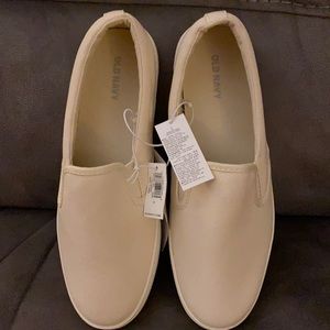 Women’s size 8 very light tan loafers.  Canvas.